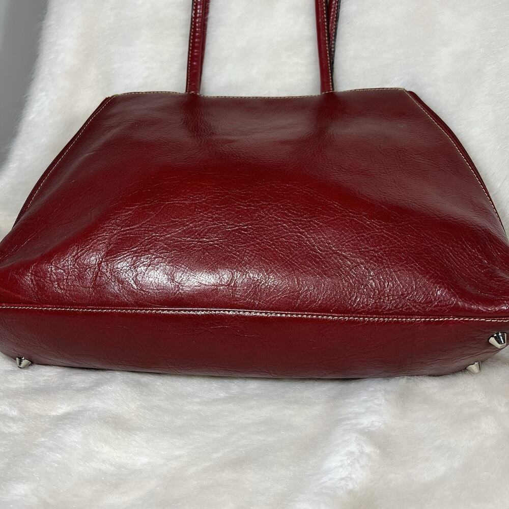 Vintage Wilsons Leather Burgundy Double Strap Large Shoulder Bag Tote Retro Rare - Picture 2 of 8